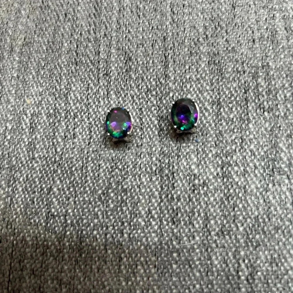 NWOT 10CT Northern Lights Quartz in Sterling Silver Earrings with Omega Backs - Picture 7 of 8